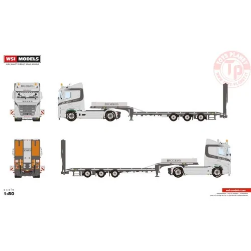 VOLVO FH5 SLEEPER CAB 4X2 SEMI LOW LOADER WITH RAMPS - 3 AXLE BECATRANS BV WSI 01-4438 WSI MODELS