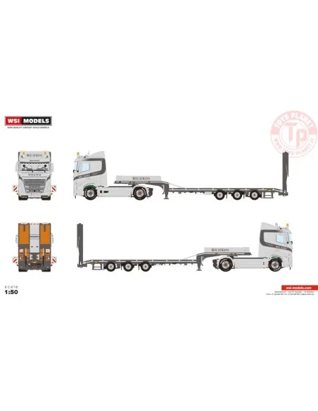 VOLVO FH5 SLEEPER CAB 4X2 SEMI LOW LOADER WITH RAMPS - 3 AXLE BECATRANS BV WSI 01-4438 WSI MODELS
