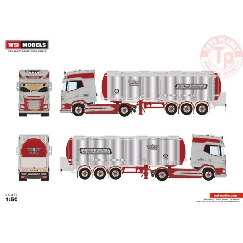 DAF XG+ 4X2 CHROME TANK TRAILER - 3 AXLE DE GROOT LEERBROEK WSI 01-4177 WSI MODELS