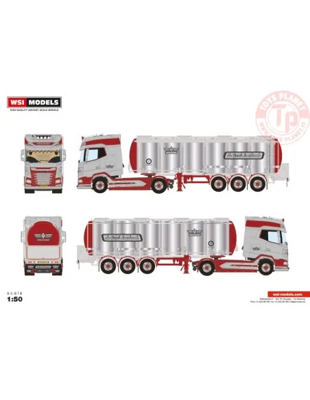 DAF XG+ 4X2 CHROME TANK TRAILER - 3 AXLE DE GROOT LEERBROEK WSI 01-4177 WSI MODELS DAF XG+ 4X2 CHROME TANK TRAILER - 3 AXLE DE GROOT LEERBROEK WSI 01-4177 WSI MODELS