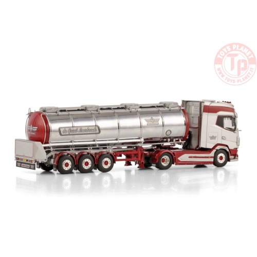 DAF XG+ 4X2 CHROME TANK TRAILER - 3 AXLE DE GROOT LEERBROEK WSI 01-4177 WSI MODELS