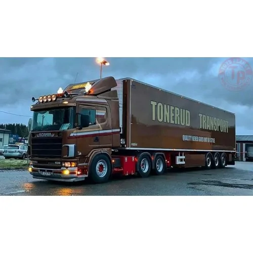 SCANIA 4 SERIES FLAT ROOF 6X2 TAG AXLE REEFER TRAILER - 3 AXLE TONERUD WSI 01-4396 WSI MODELS