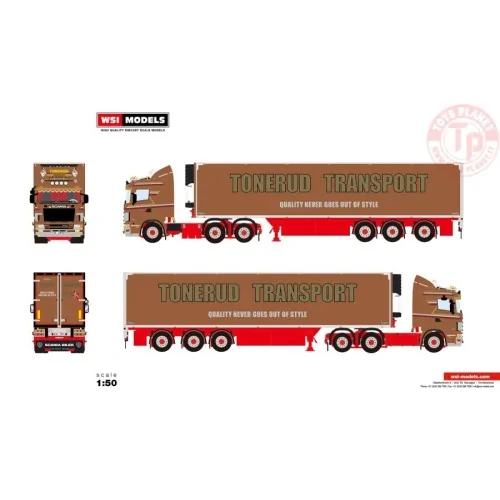 SCANIA 4 SERIES FLAT ROOF 6X2 TAG AXLE REEFER TRAILER - 3 AXLE TONERUD WSI 01-4396 WSI MODELS
