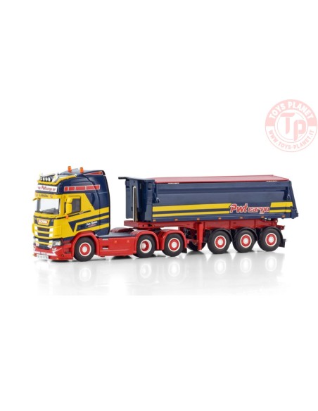 SCANIA R HIGHLINE CR20H 6X2 TAG AXLE TIPPER TRAILER - 3 AXLE PWT CARGO WSI 01-4399 WSI MODELS