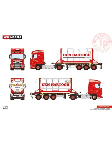 DAF XG 4X2 CONTAINER TRAILER - 3 AXLE + 20FT TANK CONTAINER DEN HARTOGH WSI 01-4447 WSI MODELS DAF XG 4X2 CONTAINER TRAILER - 3 AXLE + 20FT TANK CONTAINER DEN HARTOGH WSI 01-4447 WSI MODELS