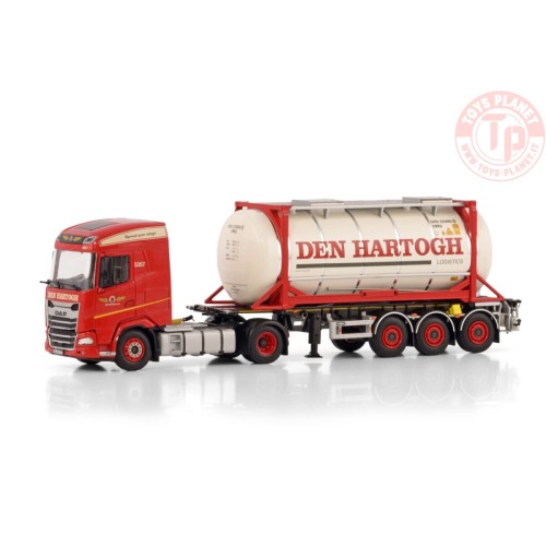 DAF XG 4X2 CONTAINER TRAILER - 3 AXLE + 20FT TANK CONTAINER DEN HARTOGH WSI 01-4447 WSI MODELS