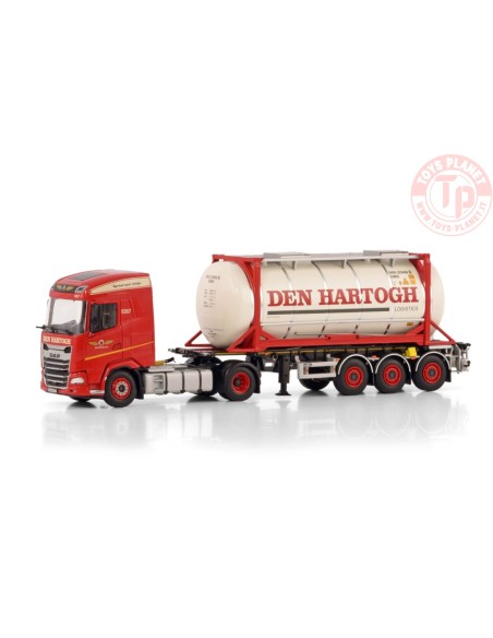 DAF XG 4X2 CONTAINER TRAILER - 3 AXLE + 20FT TANK CONTAINER DEN HARTOGH WSI 01-4447 WSI MODELS