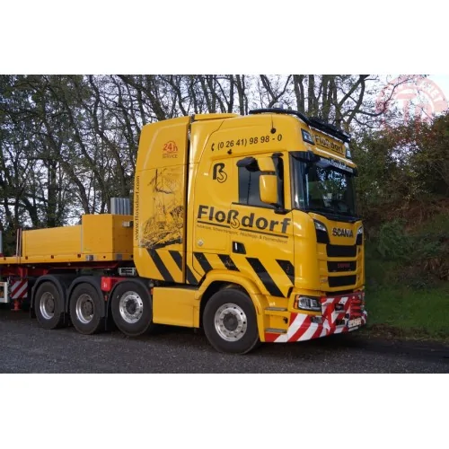 SCANIA S HIGHLINE CS20H 8X4 BALLAST TRAILER - 6 AXLE + 10FT CONTAINER FLOSSDORF WSI 01-4400 WSI MODELS