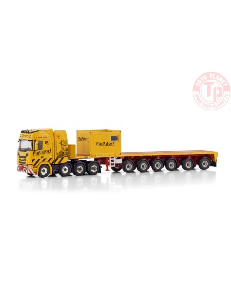 SCANIA S HIGHLINE CS20H 8X4 BALLAST TRAILER - 6 AXLE + 10FT CONTAINER FLOSSDORF WSI 01-4400 WSI MODELS