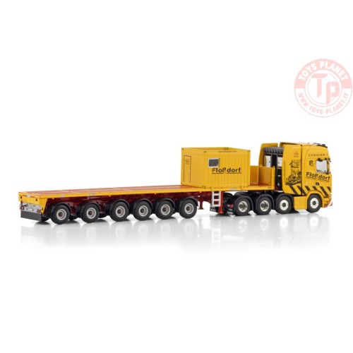 SCANIA S HIGHLINE CS20H 8X4 BALLAST TRAILER - 6 AXLE + 10FT CONTAINER FLOSSDORF WSI 01-4400 WSI MODELS