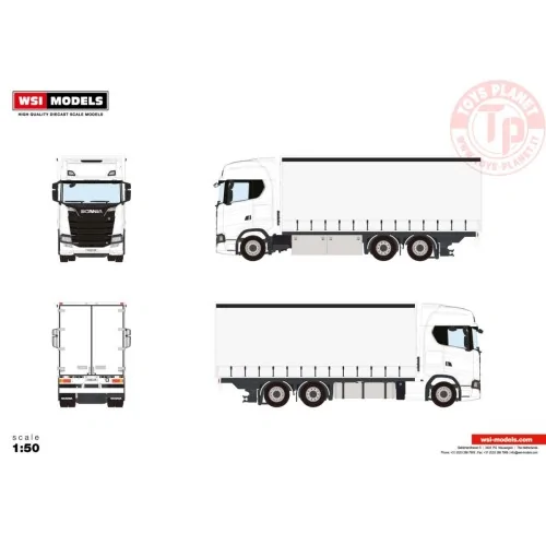 SCANIA S HIGHLINE CS20H RIGED CURTAINSIDE TRUCK 6X2 TAG AXLE White Line WSI 03-2052 WSI MODELS