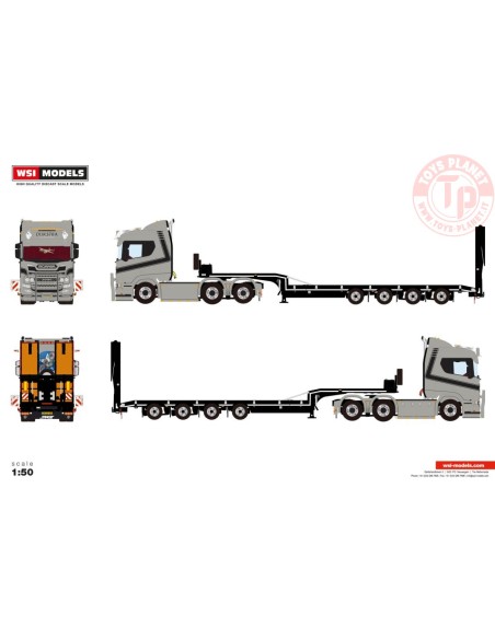 SCANIA R NORMAL CR20N 6X2 TAG AXLE SEMI LOW LOADER WITH RAMPS - 4 AXLE Dijkstra WSI 01-4479 WSI MODELS