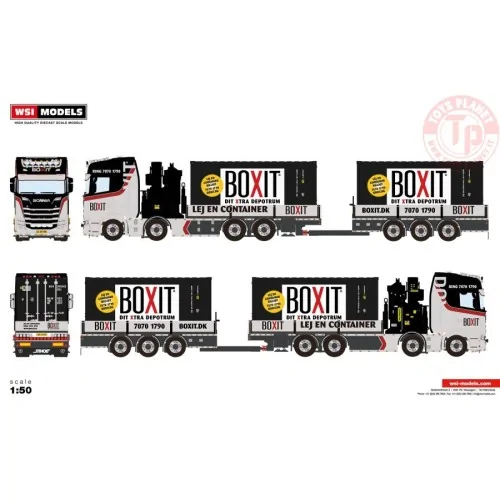 SCANIA S HIGHLINE CS20H 8X2 T AND TRAILER - 3 AXLE WITH PALFINGER PK 92002 SH + 2X 20FT CONTAINER BOXIT WSI 01-4346 WSI MODELS