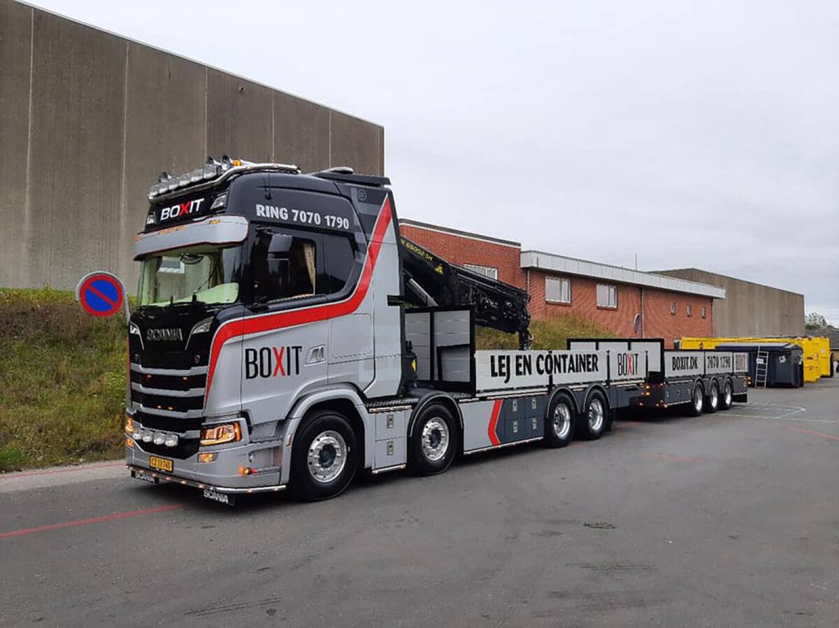 WSI 1/50 SCANIA コンテナ+ Palfinger WSI Boxit Scania S Highline CS20H Flatbed Truck-Trailer +