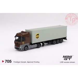 mercedes benz actros with 40ft ups europe container 1/64 MGT00705lhd Mini Gt