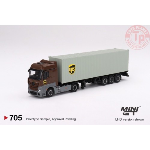 mercedes benz actros with 40ft ups europe container 1/64 MGT00705lhd Mini Gt