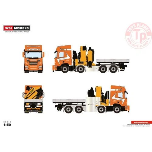 SCANIA R HIGHLINE CR20H 8X4 WITH PALFINGER PK 135.002 TEC 7 BALLAST BOX + HITCH TAGE E NIELSEN WSI 01-4385 WSI MODELS