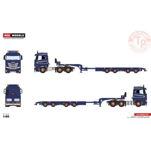 IVECO S-WAY AS LOW 6X2 TWIN STEER SEMI WHEEL WELL LOW LOADER - 4 AXLE - W.J. DIJKSHOORN GRONDWERKEN WSI 01-4468 WSI MODELS