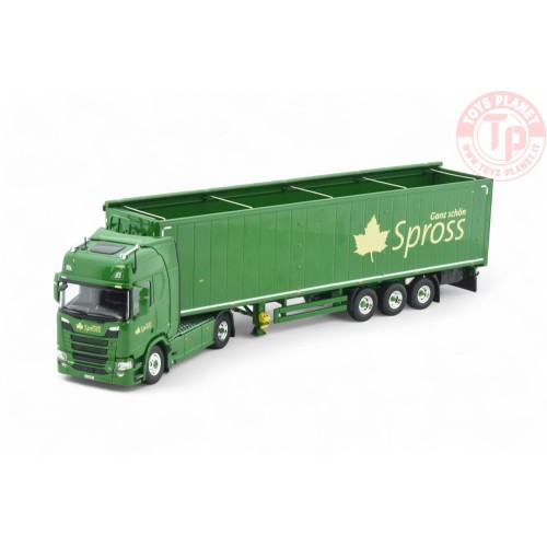 Scannia Next Gen R450 Highline met 3-assige cargofloor oplegger Spross TEKNO 86013 TEKNO