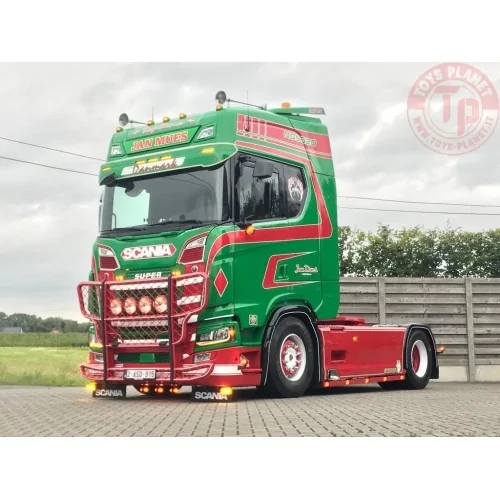 Scania Next Gen 520S Highline met 3-assige vlakke trailer Jan Mues TEKNO 86685 TEKNO