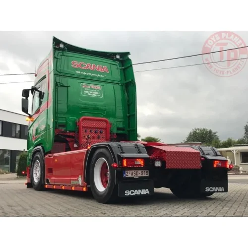 Scania Next Gen 520S Highline met 3-assige vlakke trailer Jan Mues TEKNO 86685 TEKNO