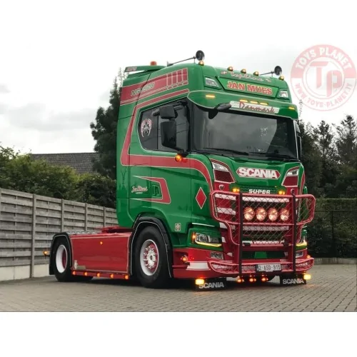 Scania Next Gen 520S Highline met 3-assige vlakke trailer Jan Mues TEKNO 86685 TEKNO