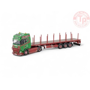 Scania Next Gen 520S Highline met 3-assige vlakke trailer Jan Mues TEKNO 86685 TEKNO