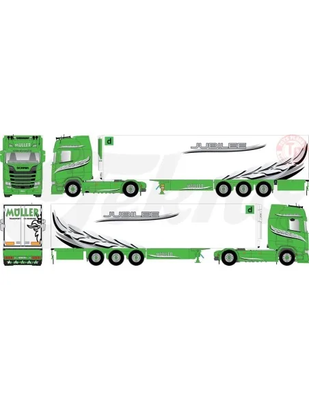 Scania Next Gen 590S Highline met 3-assige koeloplegger Müller 100 Jahr TEKNO 86267 TEKNO Scania Next Gen 590S Highline met 3-assige koeloplegger Müller 100 Jahr TEKNO 86267 TEKNO