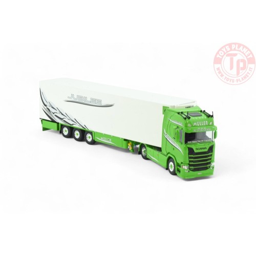 Scania Next Gen 590S Highline met 3-assige koeloplegger Müller 100 Jahr TEKNO 86267 TEKNO