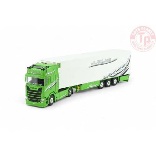 Scania Next Gen 590S Highline met 3-assige koeloplegger Müller 100 Jahr TEKNO 86267 TEKNO