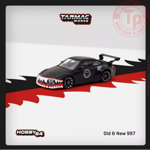 old & new porsche 997, matt black 1/64 TARMAC T64-TL053-MB TARMAC WORKS