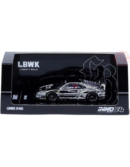 lbwk ferrari f40, chrome silver 1/64 in64-LBWKF40-CHS INNO MODELS