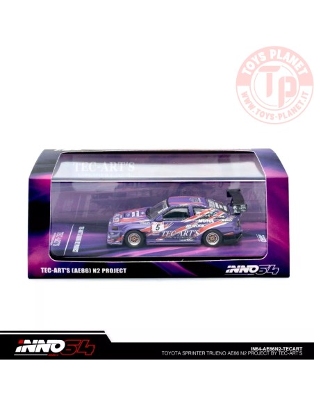 toyota sprinter trueno ae86 n2 project by tec-art`s, purple/red/white 1/64 in64-AE86N2-TECART INNO MODELS