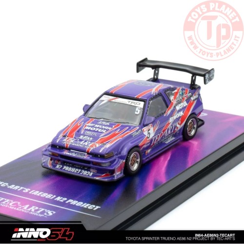 toyota sprinter trueno ae86 n2 project by tec-art`s, purple/red/white 1/64 in64-AE86N2-TECART INNO MODELS
