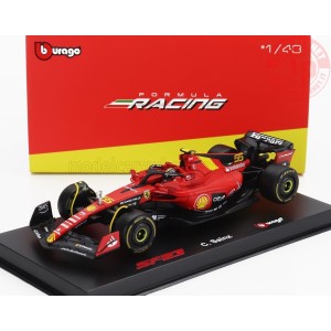 FERRARI F1 SF-23 TEAM SCUDERIA FERRARI N 55 POLE POSITION 3rd MONZA ITALY GP 2023 CARLOS SAINZ WITH PILOT AND SHOWCASE 1/43 B...