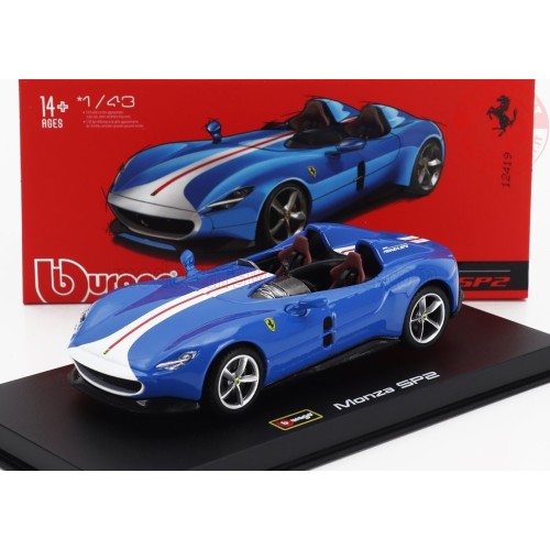 FERRARI MONZA SP2 2018 BLUE SILVER 1/43 BURAGO 18-36913BL BURAGO