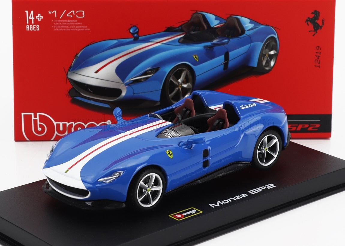 Bburago 1:43 Ferrari Monza SP2 Année De Construction 2018 - 2022 Bleu Clair Signature 18 36913 Bburago 1:43 Ferrari Monza SP2 Année De Construction 2018 - 2022 Bleu Clair Signature 18 36913