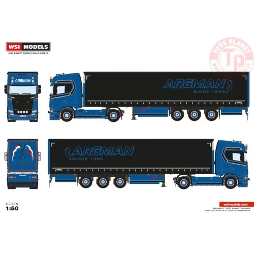 SCANIA S HIGHLINE CS20H 4X2 CURTAINSIDE TRAILER - 3 AXLE ARGMAN S.R.O. WSI 01-4401 WSI MODELS