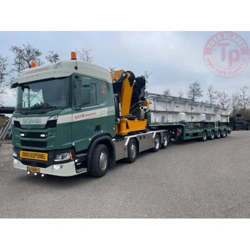 SCANIA R NORMAL CR20N 8X4 SEMI LOW LOADER - 4 AXLE WITH PALFINGER PK 135.002 TEC 7 LOCK TRANSPORT WSI 01-4410 WSI MODELS
