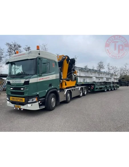 SCANIA R NORMAL CR20N 8X4 SEMI LOW LOADER - 4 AXLE WITH PALFINGER PK 135.002 TEC 7 LOCK TRANSPORT WSI 01-4410 WSI MODELS SCANIA R NORMAL CR20N 8X4 SEMI LOW LOADER - 4 AXLE WITH PALFINGER PK 135.002 TEC 7 LOCK TRANSPORT WSI 01-4410 WSI MODELS