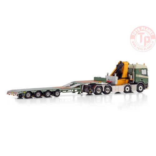 SCANIA R NORMAL CR20N 8X4 SEMI LOW LOADER - 4 AXLE WITH PALFINGER PK 135.002 TEC 7 LOCK TRANSPORT WSI 01-4410 WSI MODELS