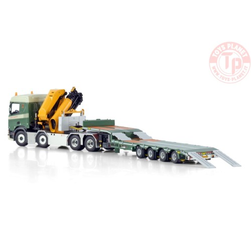 SCANIA R NORMAL CR20N 8X4 SEMI LOW LOADER - 4 AXLE WITH PALFINGER PK 135.002 TEC 7 LOCK TRANSPORT WSI 01-4410 WSI MODELS