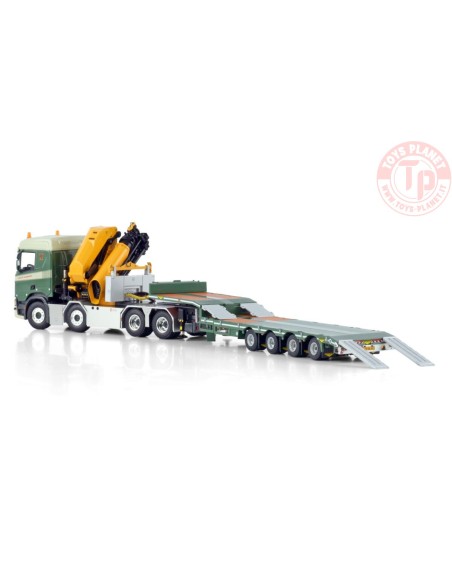 SCANIA R NORMAL CR20N 8X4 SEMI LOW LOADER - 4 AXLE WITH PALFINGER PK 135.002 TEC 7 LOCK TRANSPORT WSI 01-4410 WSI MODELS SCANIA R NORMAL CR20N 8X4 SEMI LOW LOADER - 4 AXLE WITH PALFINGER PK 135.002 TEC 7 LOCK TRANSPORT WSI 01-4410 WSI MODELS