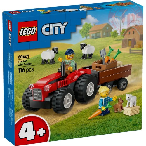 Trattore agricolo rosso con rimorchio e pecore LEGO CITY 60461 LEGO