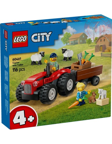Trattore agricolo rosso con rimorchio e pecore LEGO CITY 60461 LEGO