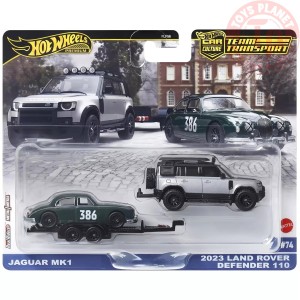 TEAM TRANSPORT JAGUAR MK1 2023 LAND ROVER DEFENDER 110 1/64 HOT WHEELS JBM29 HOT WHEELS