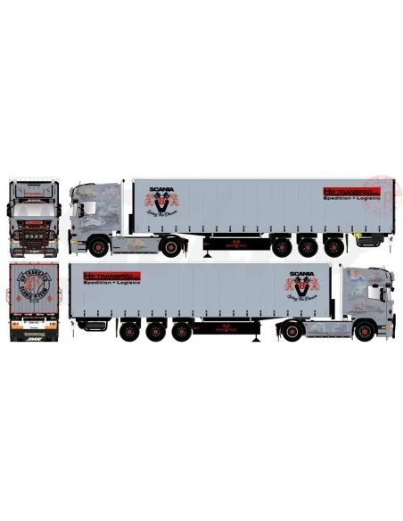 Scania R-serie streamline met 3-assige schuifzeilentrailer HP Transped TEKNO 85556 TEKNO