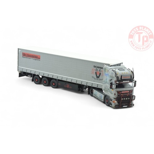 Scania R-serie streamline met 3-assige schuifzeilentrailer HP Transped TEKNO 85556 TEKNO