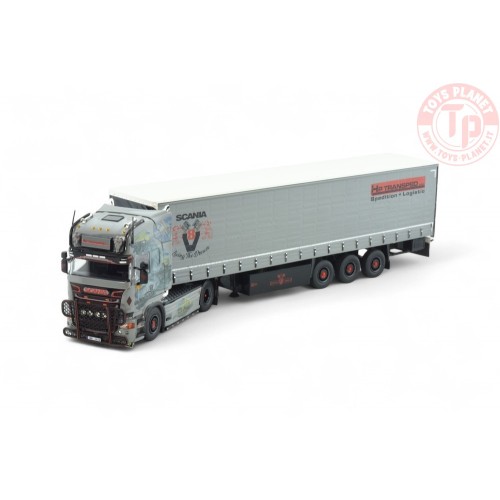 Scania R-serie streamline met 3-assige schuifzeilentrailer HP Transped TEKNO 85556 TEKNO