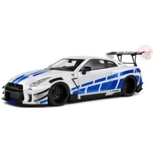 NISSAN GT-R (R35) LIBERTY WALK BODY KIT 2.0 COUPE 2024 SILVER/BLUE 1:18 SL1805816 SOLIDO